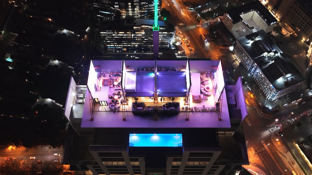 Rooftop party at night